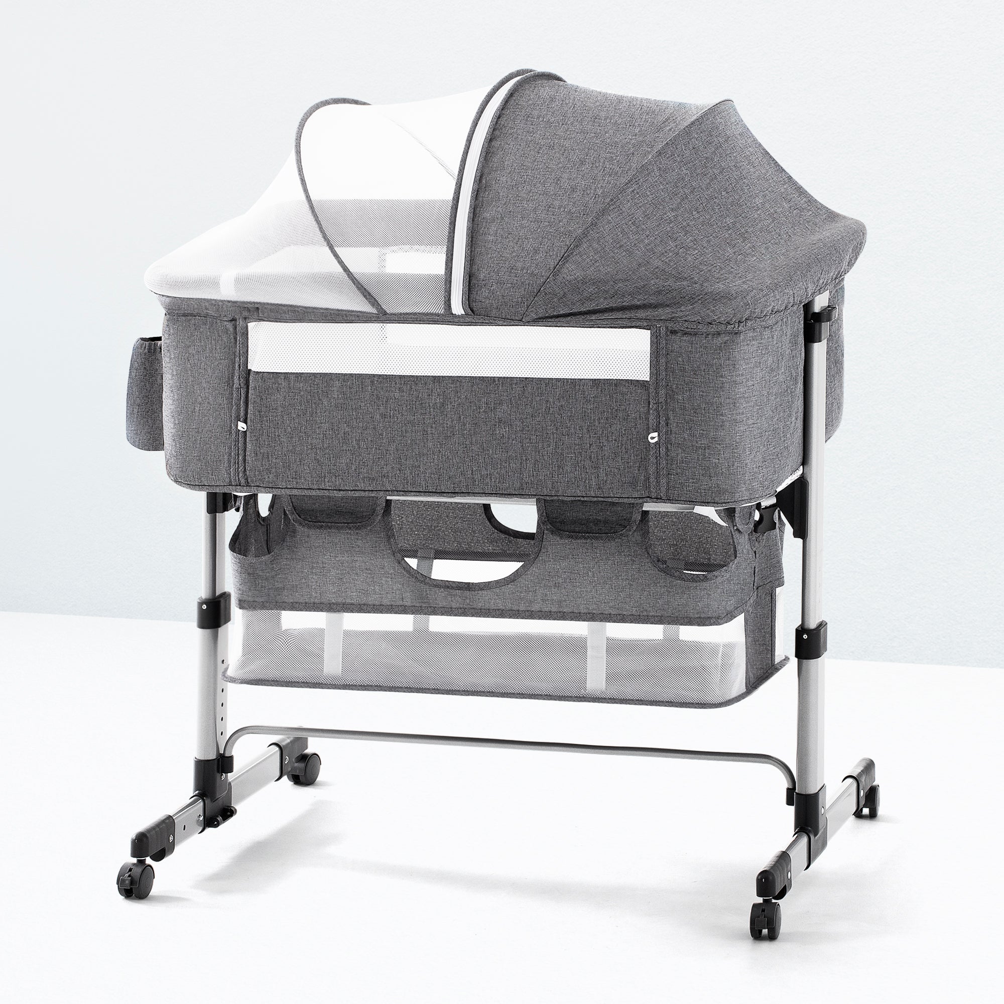 Gray and white outlet bassinet