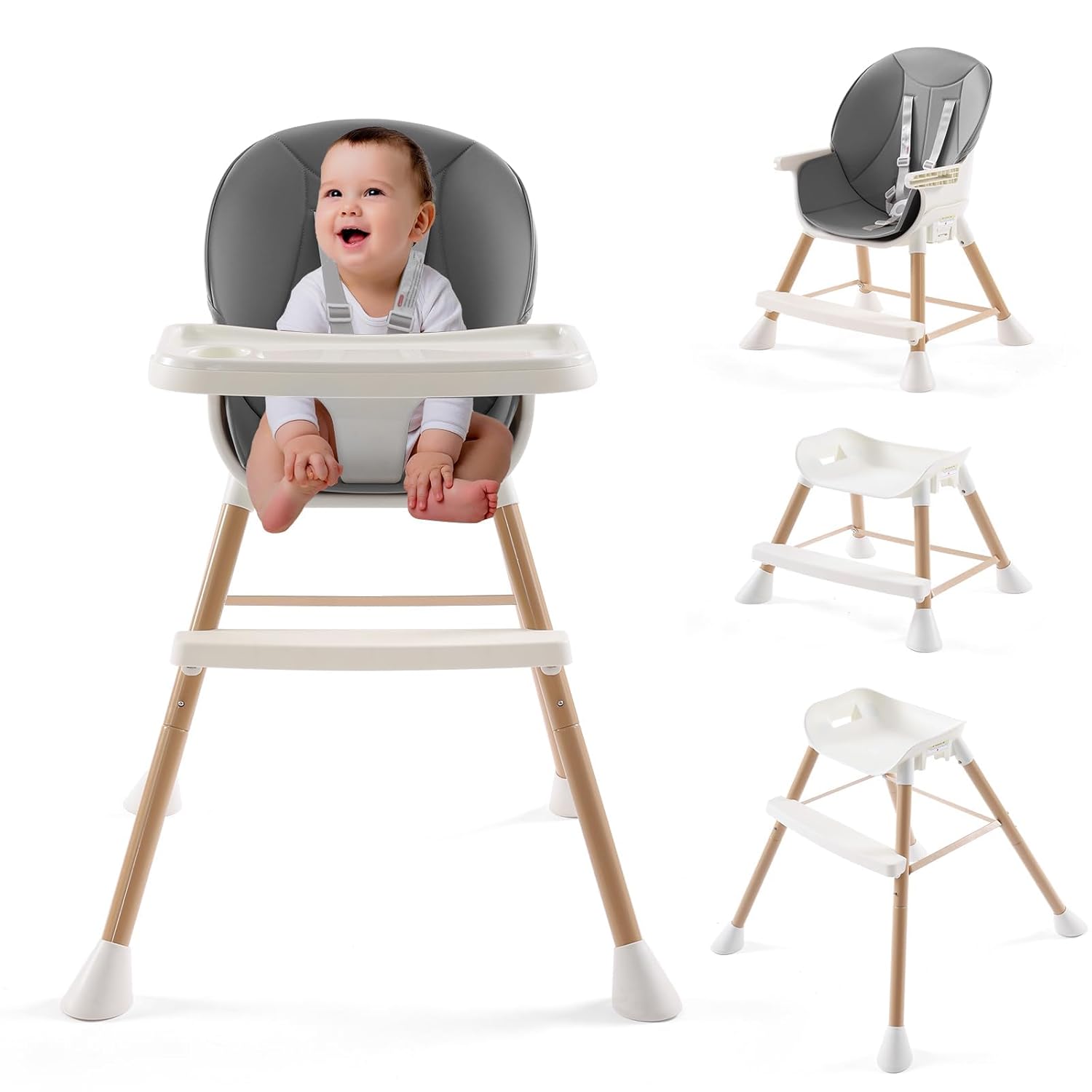 Convertible Wooden High Chair for Babies & Toddlers