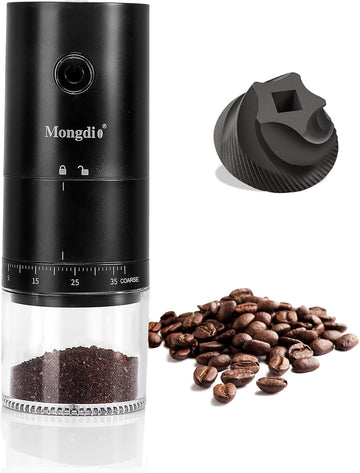 Portable Burr Coffee Grinder Electric - Rechargeable Battery Operated Coffee Grinder with External Grinding settings, LED display,Cordless Coffee Grinder for Travel,Camping,Office.