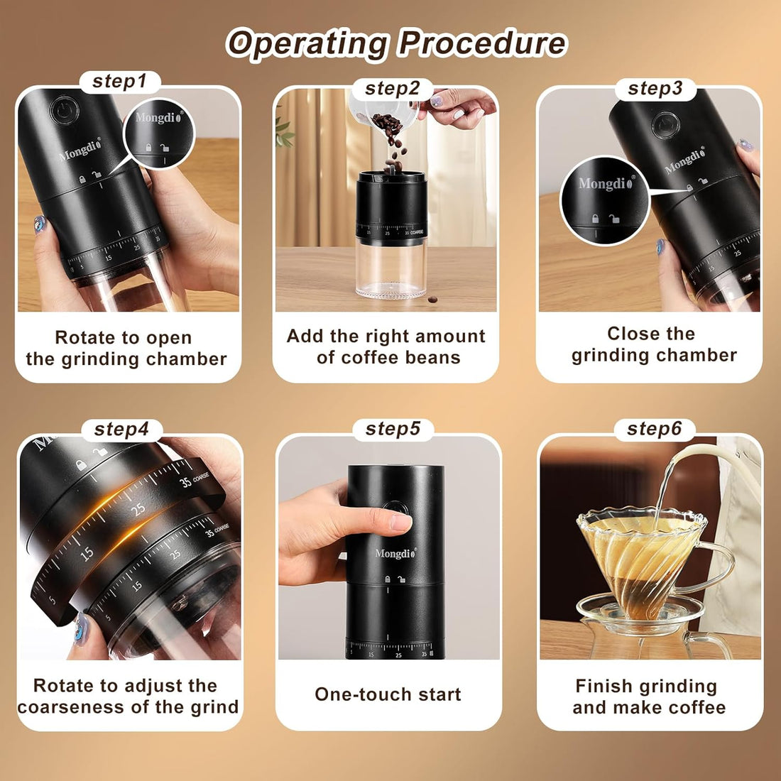 Portable Burr Coffee Grinder Electric - Rechargeable Battery Operated Coffee Grinder with External Grinding settings, LED display,Cordless Coffee Grinder for Travel,Camping,Office.