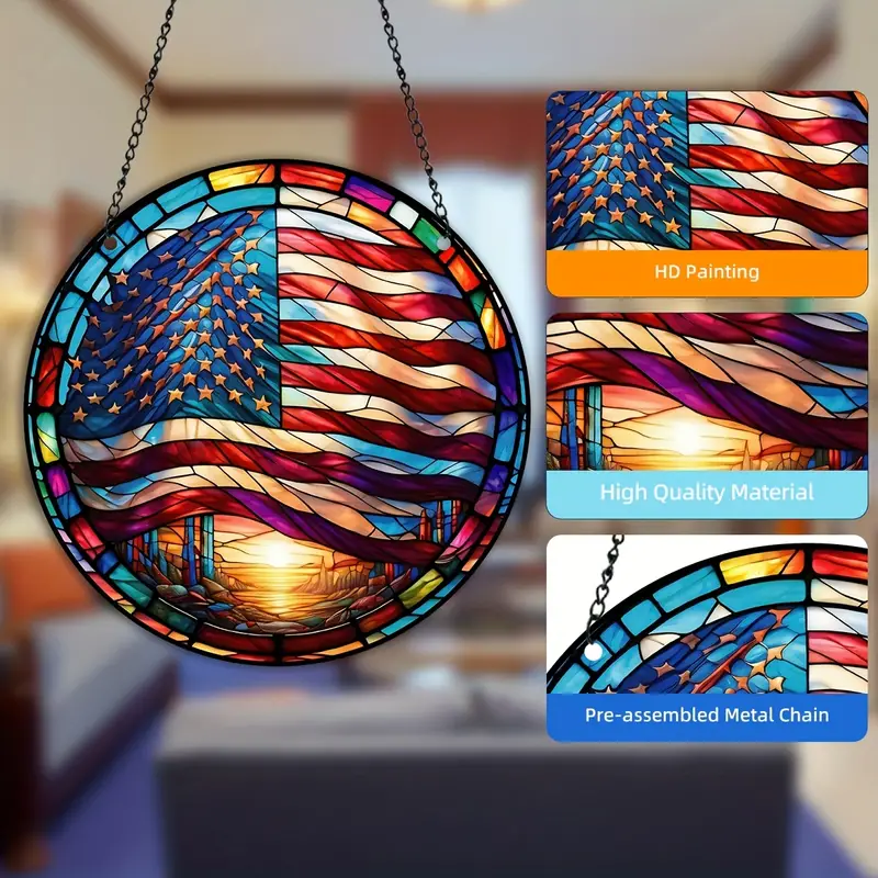 American Flag Stained Window Hangings