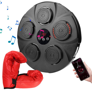 Music Boxing Machine Electronic Wall Target Punching Pad LED Lighted Sandbag Boxing Training Machine Exercise Equipment with Half Finger Glove