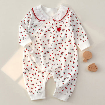 100% Cotton Autumn  Newborn Baby Bodysuit -Apple Red