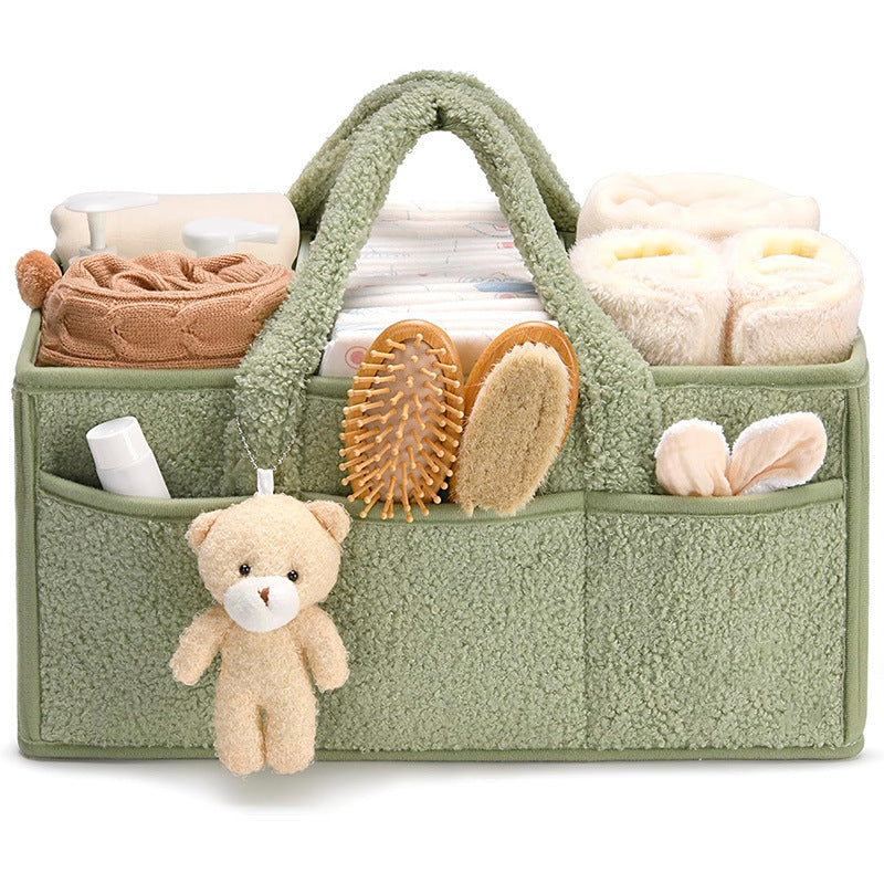 Plush Baby Diaper Storage Bag Large Capacity Travel Tote