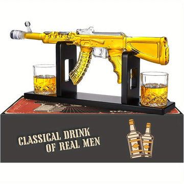 Whiskey Decanter AK47 Set with 2 Whiskey Glasses